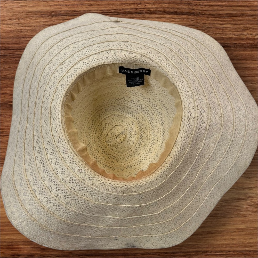 Jane & Berry Cream Crochet Floppy Sun‎ Hat Beach Vacation Summer Holiday - Picture 3 of 4